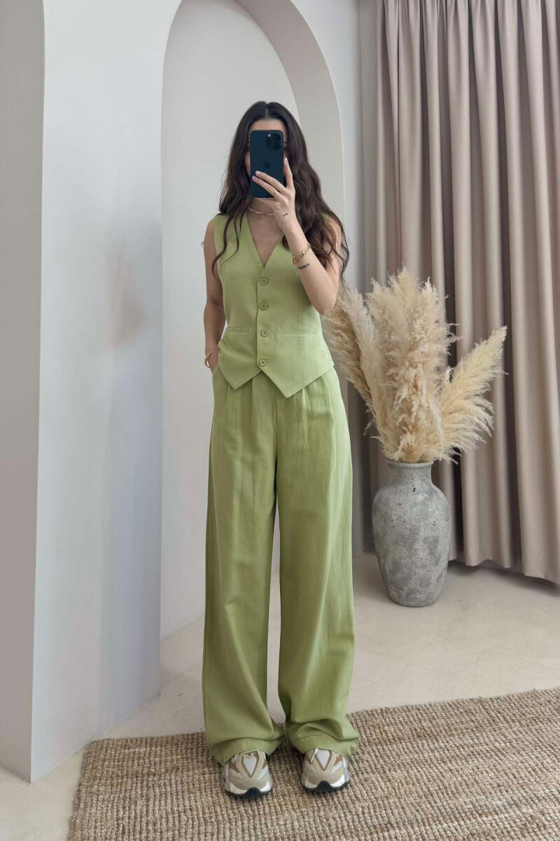 ONE COLOR SIMPLE VEST+TROUSERS WOMEN SET MINT/MENTE - 2