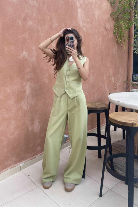ONE COLOR SIMPLE VEST+TROUSERS WOMEN SET MINT/MENTE - 1