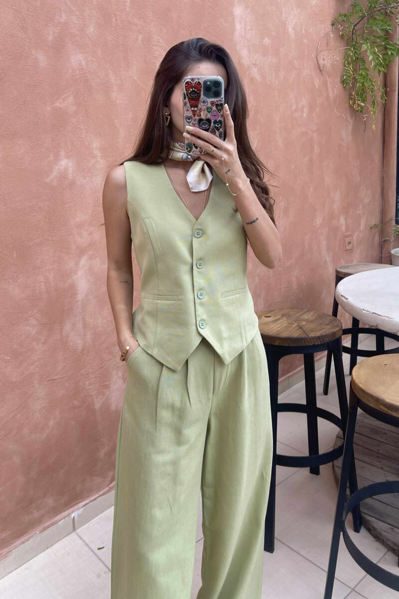 ONE COLOR SIMPLE VEST+TROUSERS WOMEN SET MINT/MENTE - 5