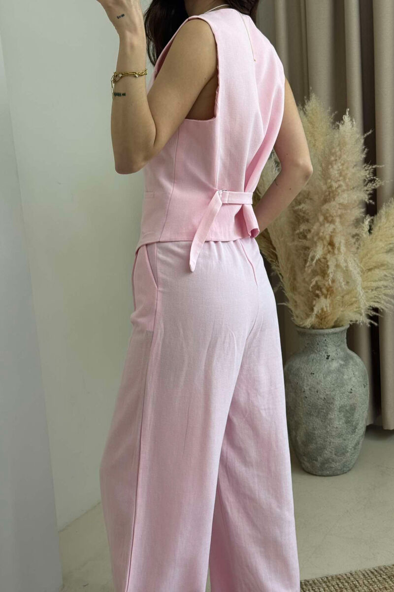 ONE COLOR SIMPLE VEST+TROUSERS WOMEN SET PINK/ROZE - 3