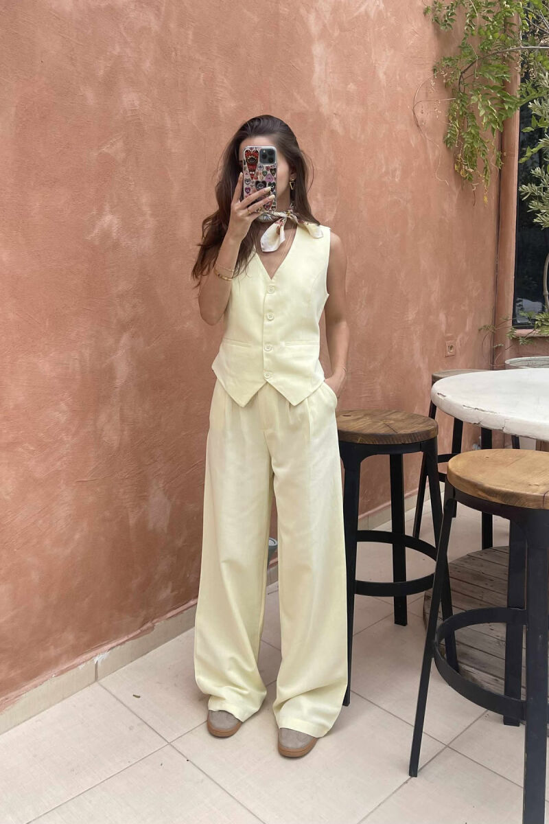 ONE COLOR SIMPLE VEST+TROUSERS WOMEN SET YELLOW/E VERDHE - 2