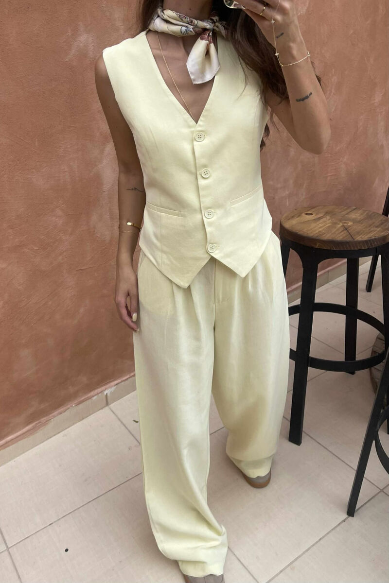 ONE COLOR SIMPLE VEST+TROUSERS WOMEN SET YELLOW/E VERDHE - 5