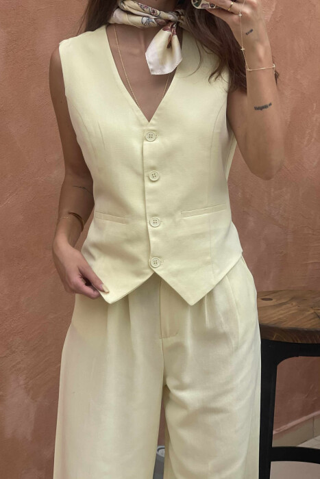 ONE COLOR SIMPLE VEST+TROUSERS WOMEN SET YELLOW/E VERDHE - 4