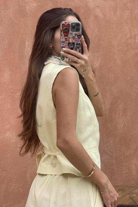 ONE COLOR SIMPLE VEST+TROUSERS WOMEN SET YELLOW/E VERDHE - 3