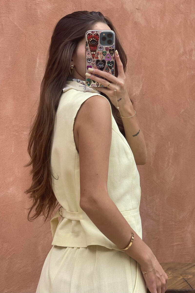 ONE COLOR SIMPLE VEST+TROUSERS WOMEN SET YELLOW/E VERDHE - 3