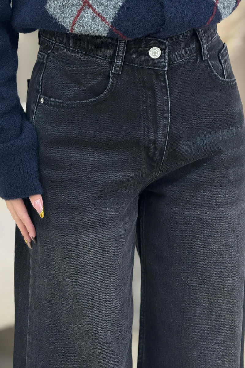 ONE COLOR SIMPLE WIDE LEG WOMEN JEANS BLACK/ E ZEZE - 3