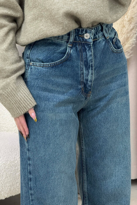 ONE COLOR SIMPLE WIDE LEG WOMEN JEANS BLUE/BLU - 4