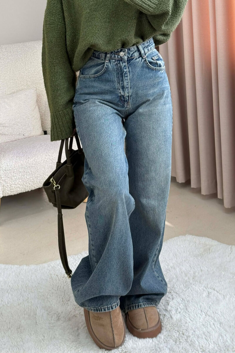 ONE COLOR SIMPLE WIDE LEG WOMEN JEANS LIGHTBLUE/BZ - 2