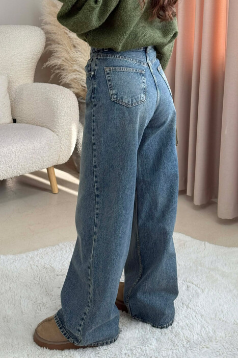 ONE COLOR SIMPLE WIDE LEG WOMEN JEANS LIGHTBLUE/BZ - 3