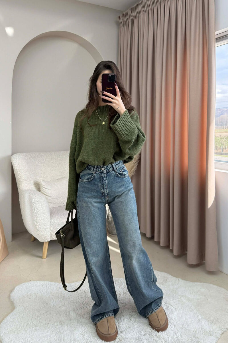 ONE COLOR SIMPLE WIDE LEG WOMEN JEANS LIGHTBLUE/BZ - 4