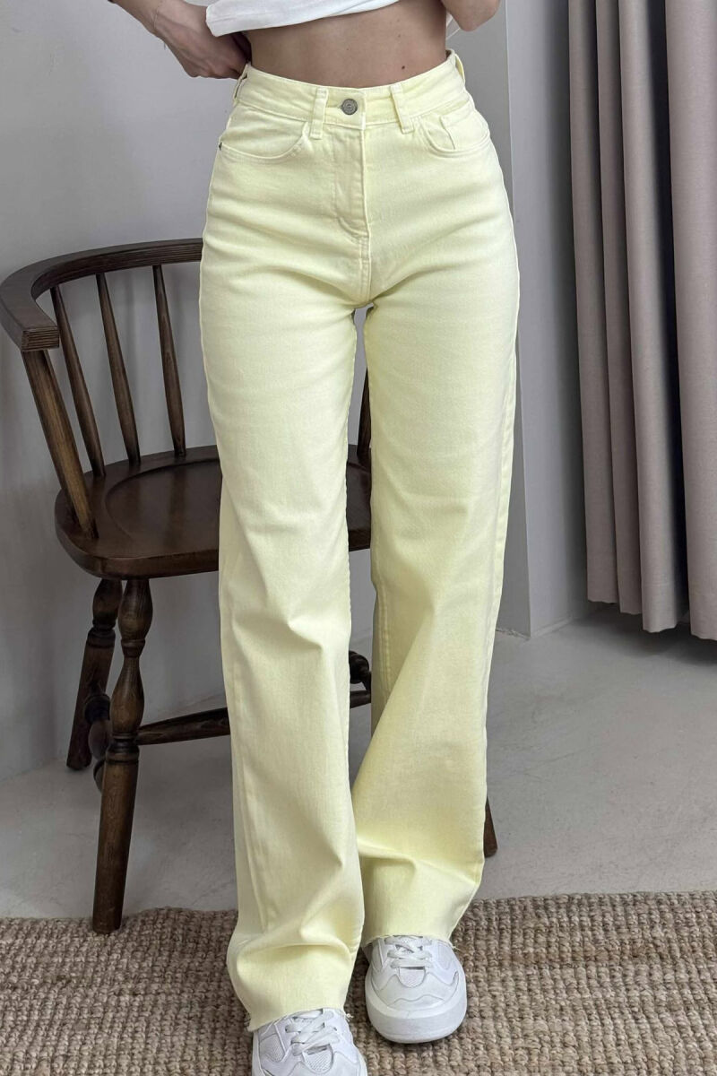 ONE COLOR SIMPLE WIDE LEG WOMEN JEANS YELLOW/E VERDHE - 3