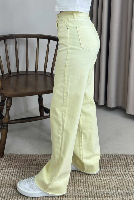 ONE COLOR SIMPLE WIDE LEG WOMEN JEANS YELLOW/E VERDHE - 4