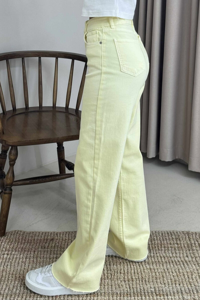 ONE COLOR SIMPLE WIDE LEG WOMEN JEANS YELLOW/E VERDHE - 4