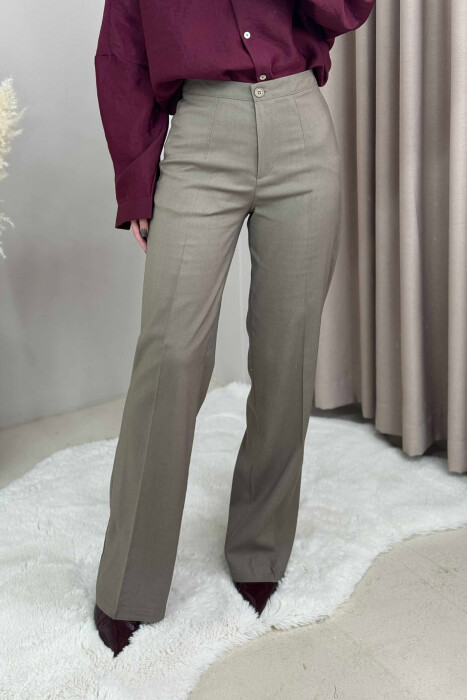 ONE COLOR SIMPLE WIDE LEG WOMEN TROUSERS OLIVE/ULLI - 3