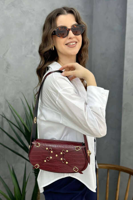 ONE COLOR SIMPLE WOMAN BAG BURGUNDY/VISHNJE - 3