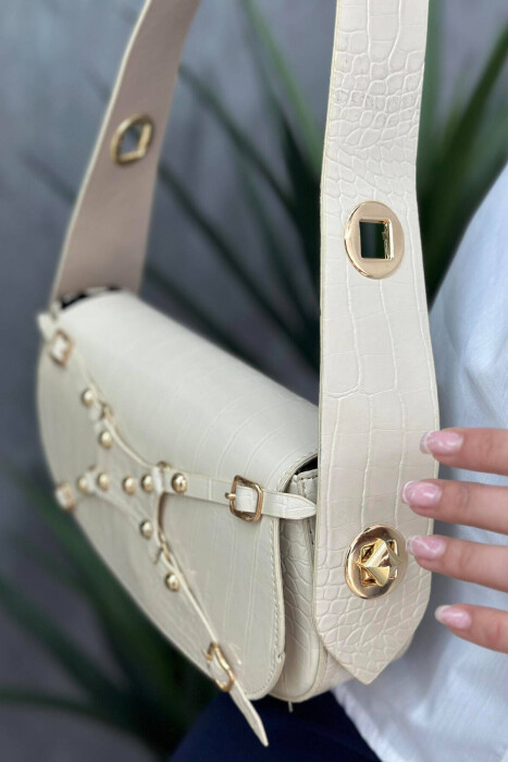 ONE COLOR SIMPLE WOMAN BAG CREAM/KREM - 3