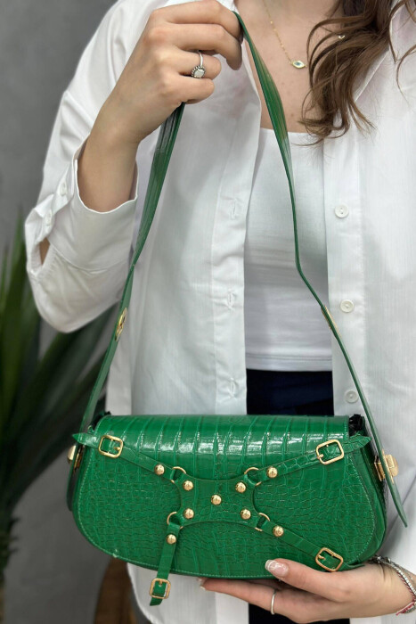 ONE COLOR SIMPLE WOMAN BAG GREEN/JESHILE - 2