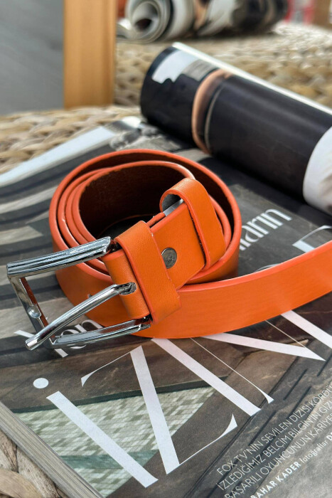 ONE COLOR SIMPLE WOMAN BELT ORANGE/PORTOKALLI - KLAUDIO FASHION