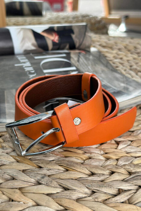 ONE COLOR SIMPLE WOMAN BELT ORANGE/PORTOKALLI - KLAUDIO FASHION