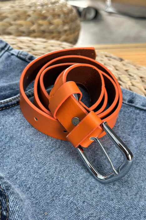 ONE COLOR SIMPLE WOMAN BELT ORANGE/PORTOKALLI - KLAUDIO FASHION