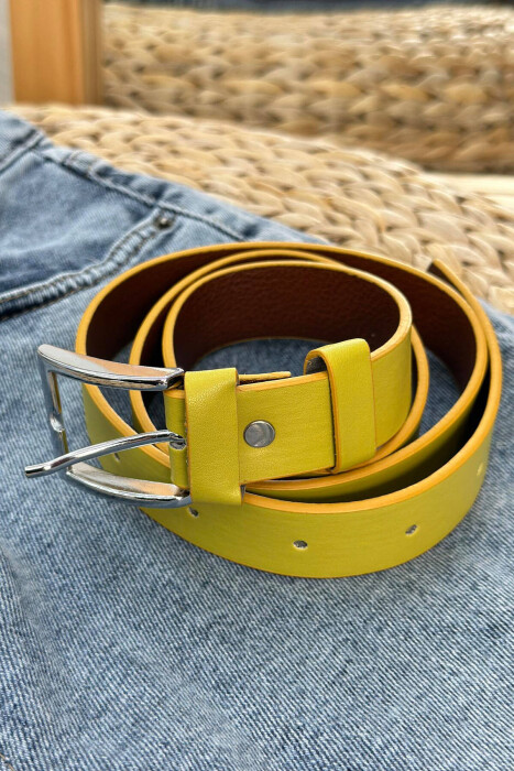 ONE COLOR SIMPLE WOMAN BELT YELLOW/E VERDHE - KLAUDIO FASHION