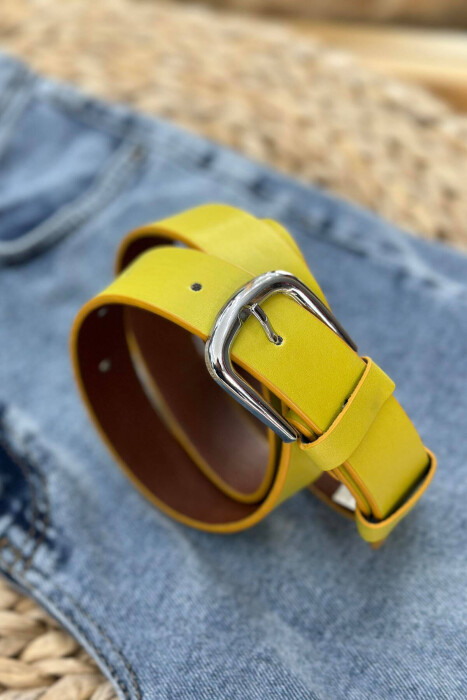 ONE COLOR SIMPLE WOMAN BELT YELLOW/E VERDHE - KLAUDIO FASHION