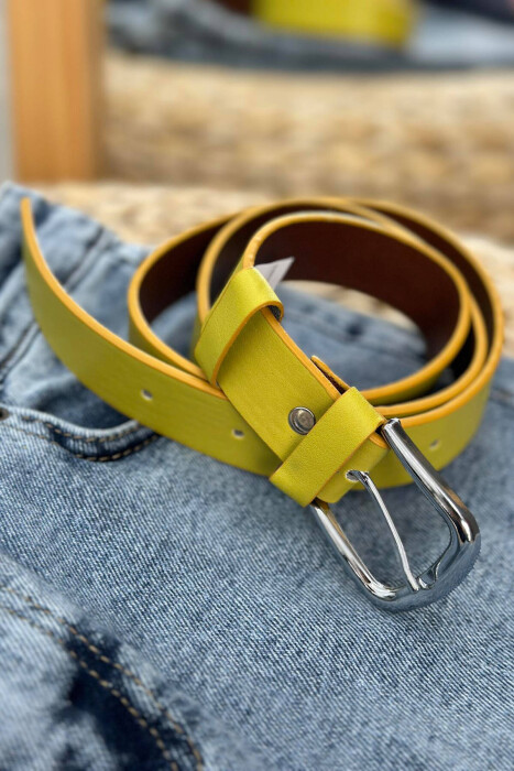 ONE COLOR SIMPLE WOMAN BELT YELLOW/E VERDHE - 2