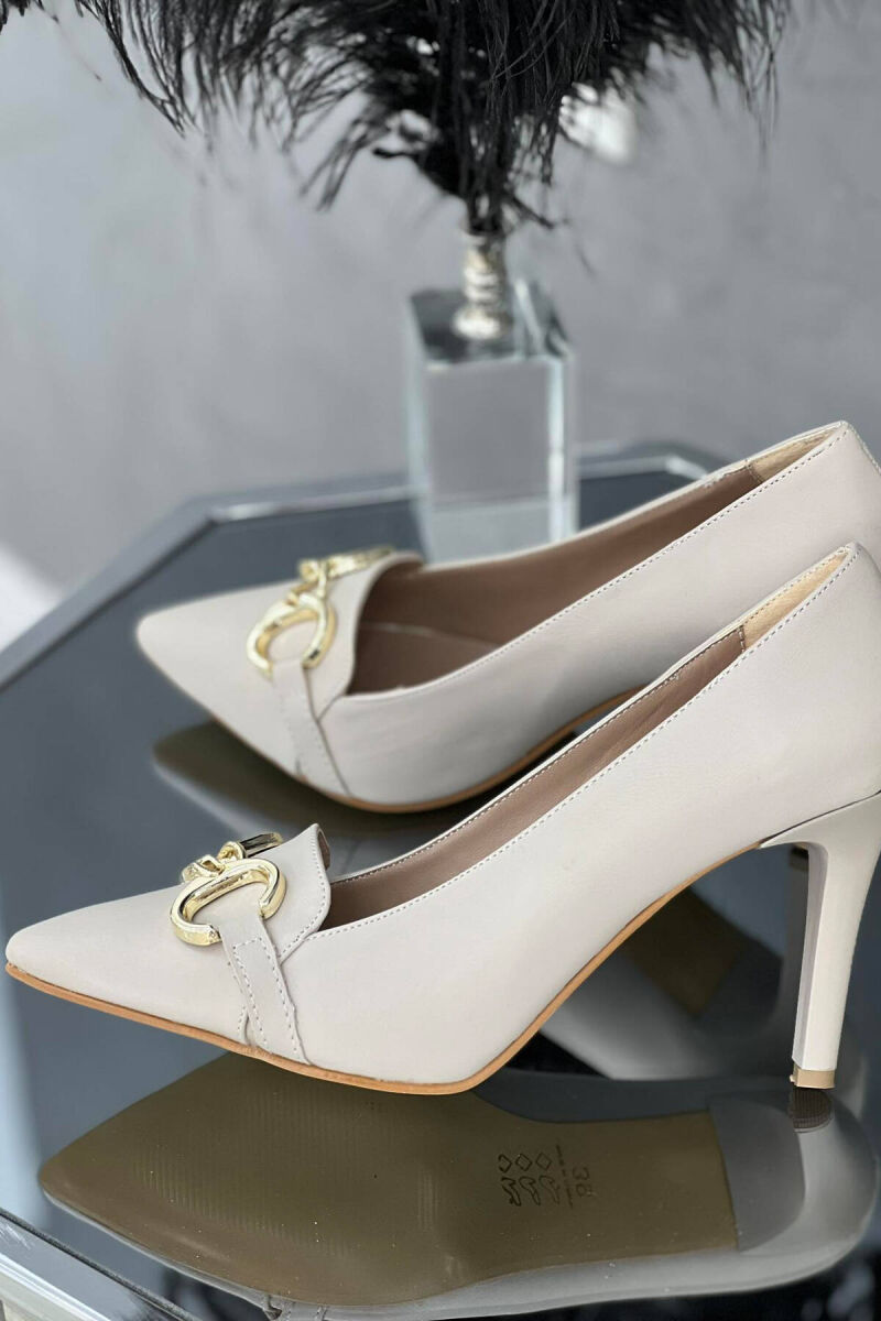 ONE COLOR SIMPLE WOMAN HEELS CREAM/KREM - 2