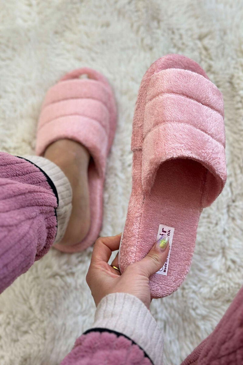 ONE COLOR SIMPLE WOMAN HOME SLIPPERS POWDER/PUDER - 4