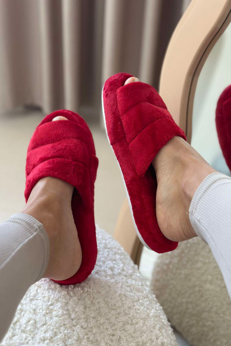 ONE COLOR SIMPLE WOMAN HOME SLIPPERS RED/E KUQE - 3