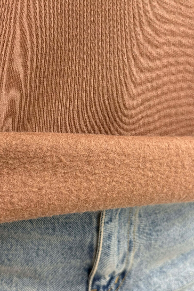 ONE COLOR SIMPLE WOMAN HOODIE BROWN/KAFE - 4