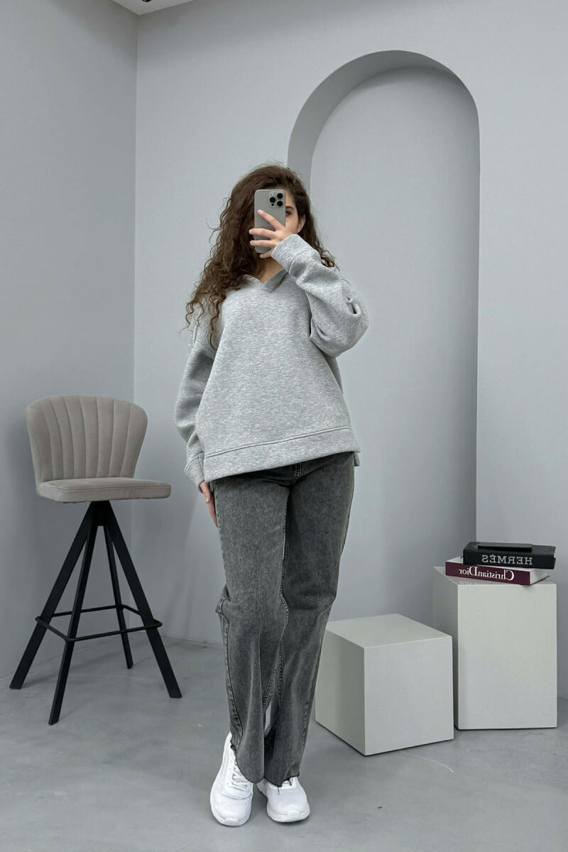 ONE COLOR SIMPLE WOMAN HOODIE GREY/GRI - 1