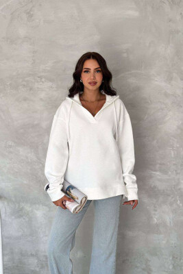 ONE COLOR SIMPLE WOMAN HOODIE WHITE-E BARDHE 