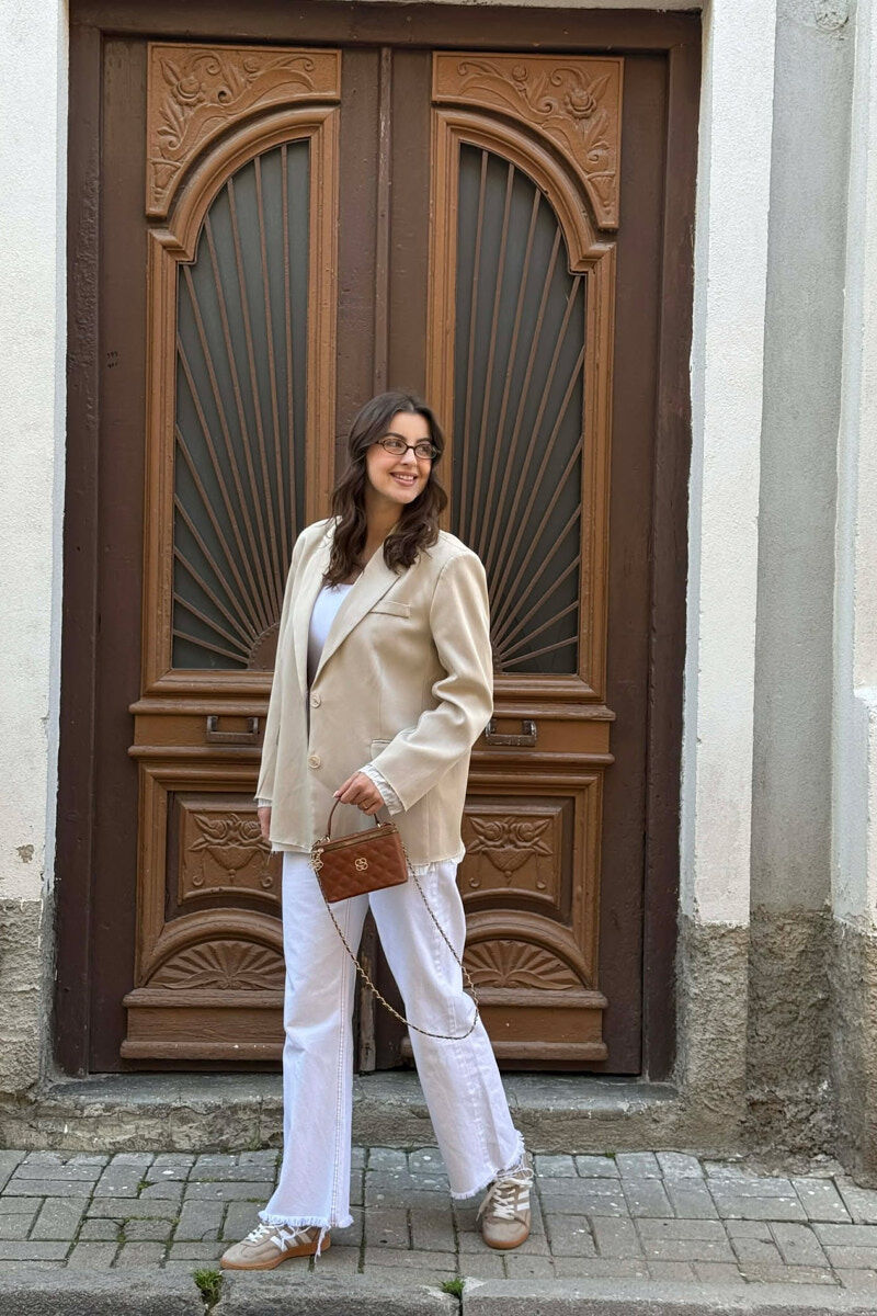 ONE COLOR SIMPLE WOMAN JACKET BEIGE/BEZHE - 1