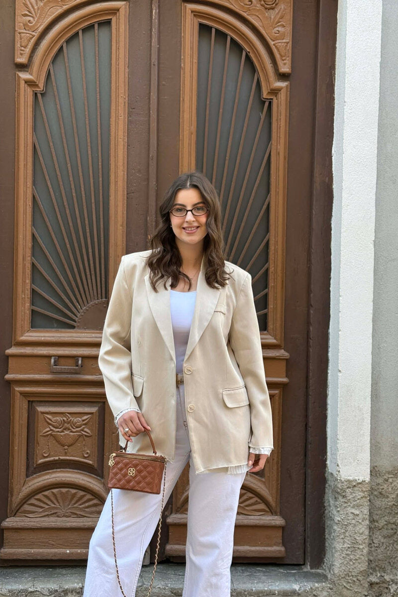 ONE COLOR SIMPLE WOMAN JACKET BEIGE/BEZHE - 2