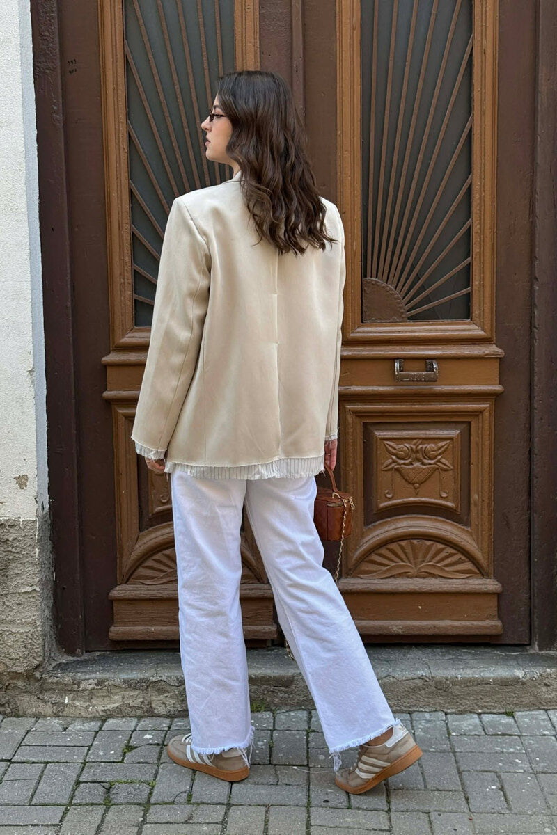 ONE COLOR SIMPLE WOMAN JACKET BEIGE/BEZHE - 4