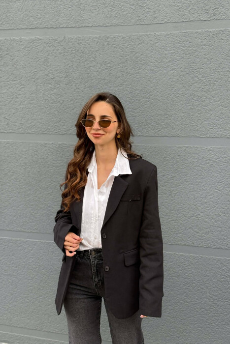 ONE COLOR SIMPLE WOMAN JACKET BLACK/ E ZEZE - 1