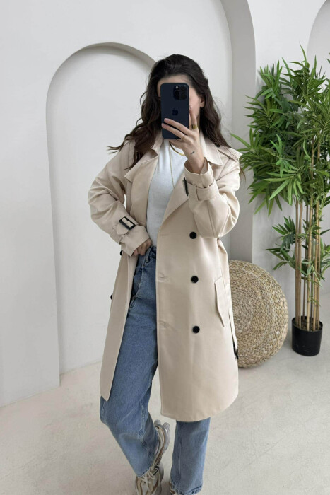 ONE COLOR SIMPLE WOMAN JACKET CREAM/KREM - 1