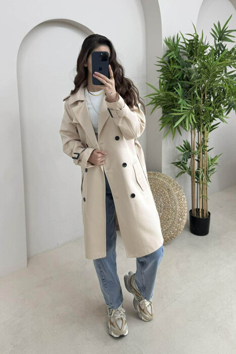 ONE COLOR SIMPLE WOMAN JACKET CREAM/KREM - 2