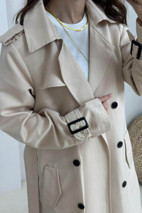 ONE COLOR SIMPLE WOMAN JACKET CREAM/KREM - 3