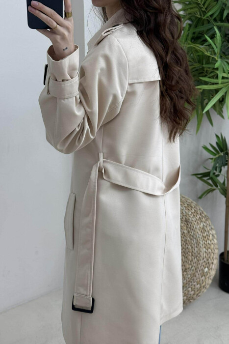 ONE COLOR SIMPLE WOMAN JACKET CREAM/KREM - 4
