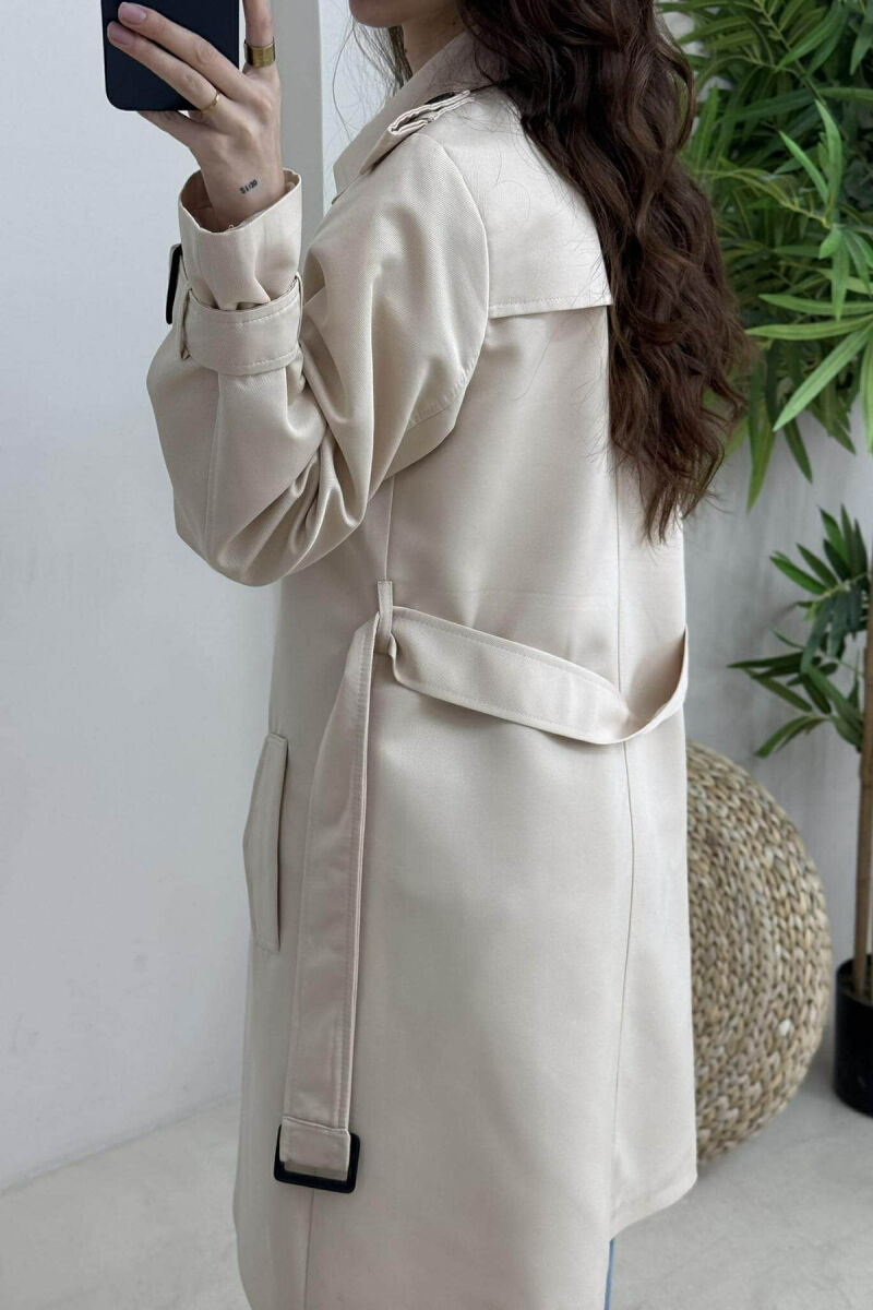 ONE COLOR SIMPLE WOMAN JACKET CREAM/KREM - 4