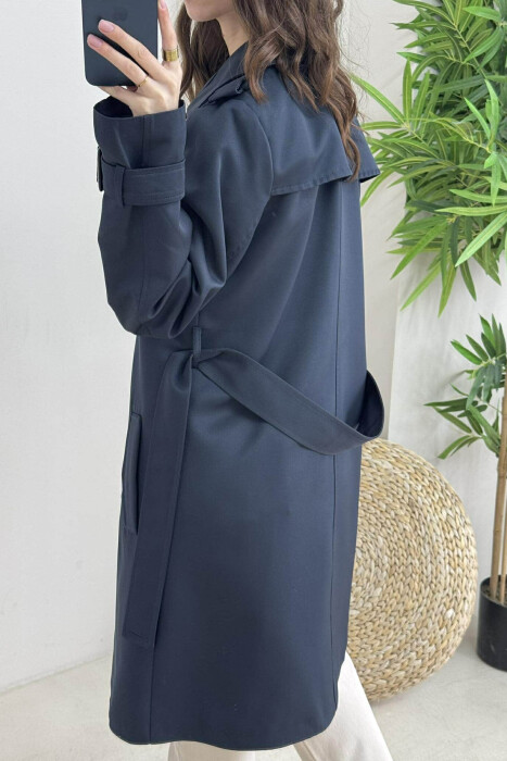 ONE COLOR SIMPLE WOMAN JACKET DARK BLUE/BEE - 4