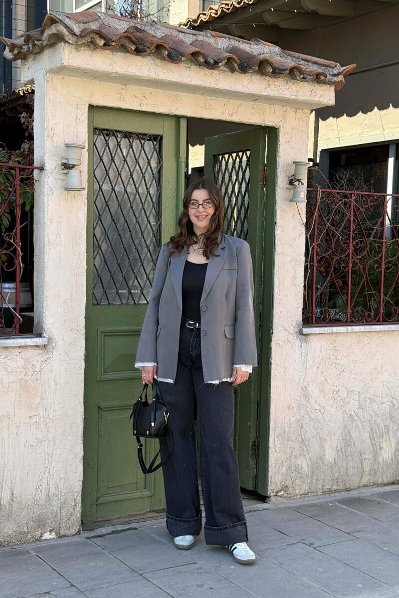 ONE COLOR SIMPLE WOMAN JACKET GREY/GRI - 1