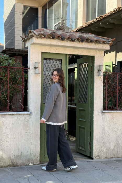 ONE COLOR SIMPLE WOMAN JACKET GREY/GRI - 4