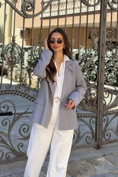 ONE COLOR SIMPLE WOMAN JACKET GREY/GRI 