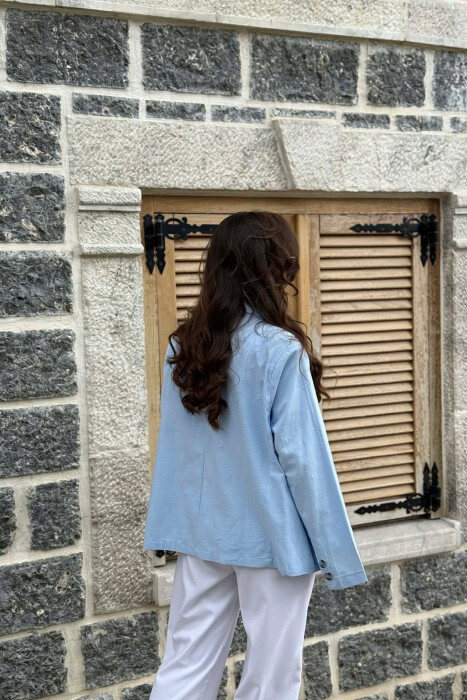 ONE COLOR SIMPLE WOMAN JACKET LIGHTBLUE/BZ - 2