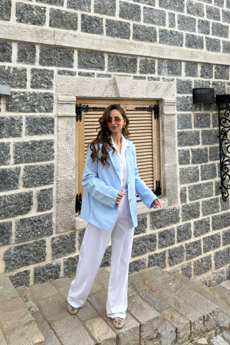 ONE COLOR SIMPLE WOMAN JACKET LIGHTBLUE/BZ - 3