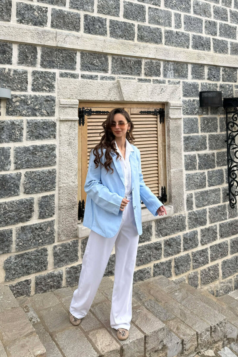 ONE COLOR SIMPLE WOMAN JACKET LIGHTBLUE/BZ - 3