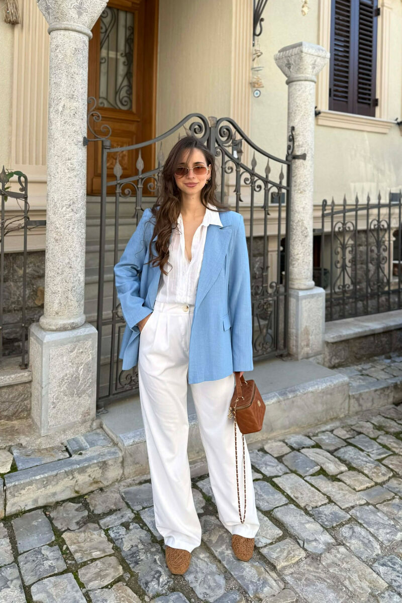 ONE COLOR SIMPLE WOMAN JACKET LIGHTBLUE/BZ - 3